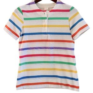 Jantzen Vintage Scoop Neckline Short Sleeve Multicolored Striped Top size Small
